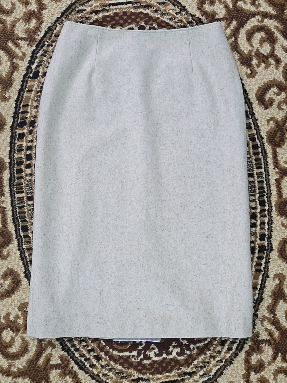 Vintage Cream Wool Tweed Pencil Skirt Skirt Retro 70s Silver Polyester Lining